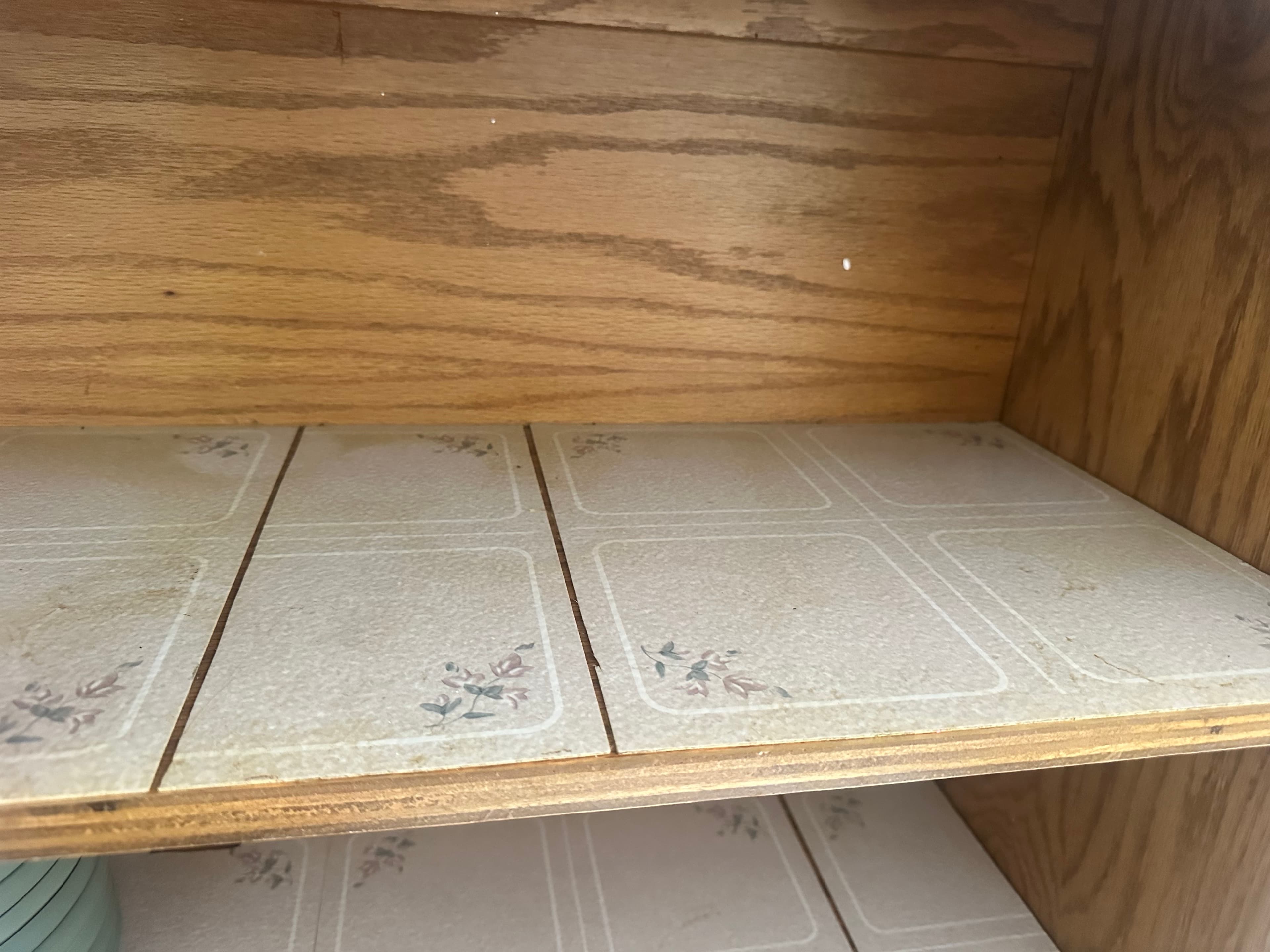 Cabinet shelf clean-out before