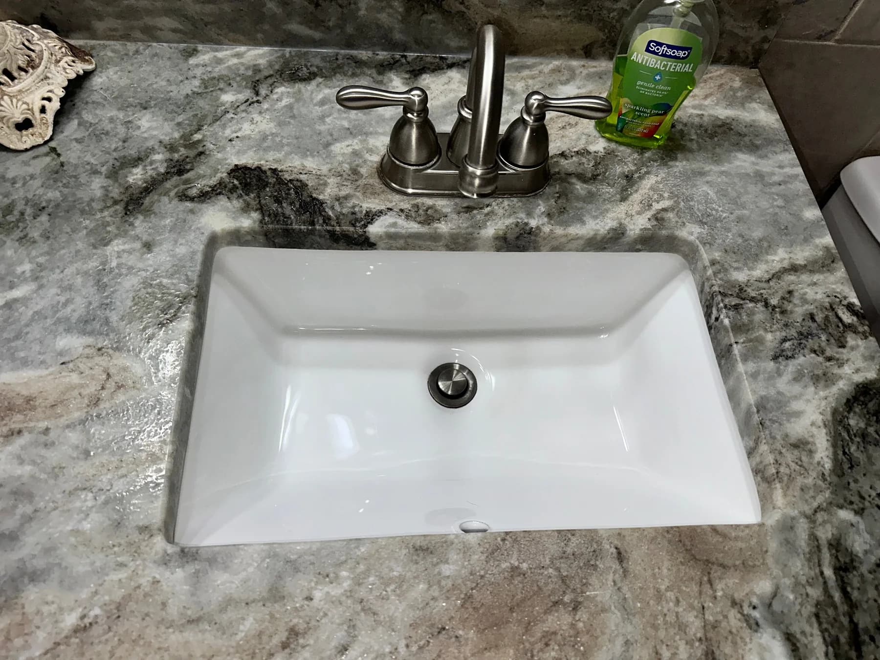 Bathroom sink detail after