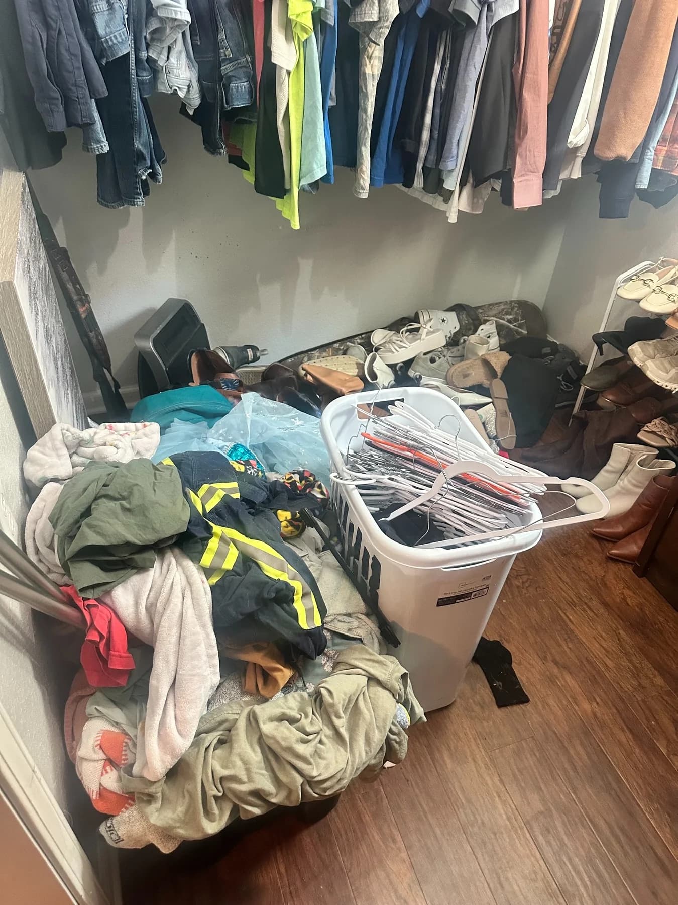 Walk-in closet declutter before organization