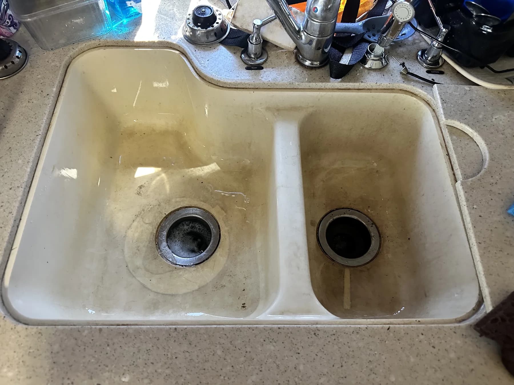 Kitchen sink clean-up before